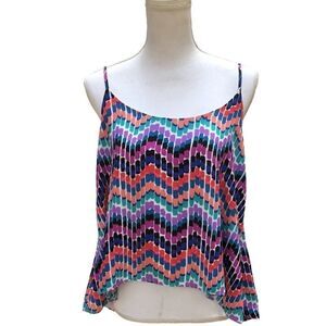 AQUA CHEVRON ZIGZAG MULTICOLOR TANK TOP CAMI SZ L
